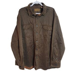 Clearwater Outfitter Mens Faux Suede Brown Snap Button Up Shirt Western Size 2XL
